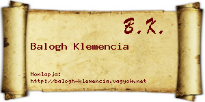 Balogh Klemencia névjegykártya
